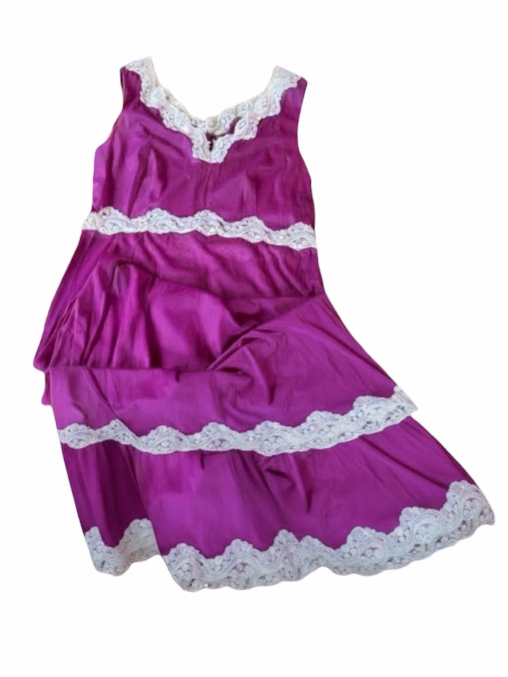 Emilio Pucci Formfit RogersPurple Lace-Trim Tiered Slip Maxi Chemise